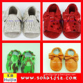 Made in Guangzhou hot sell sweet color bow and tassels sandals cow leather boys dress shoes